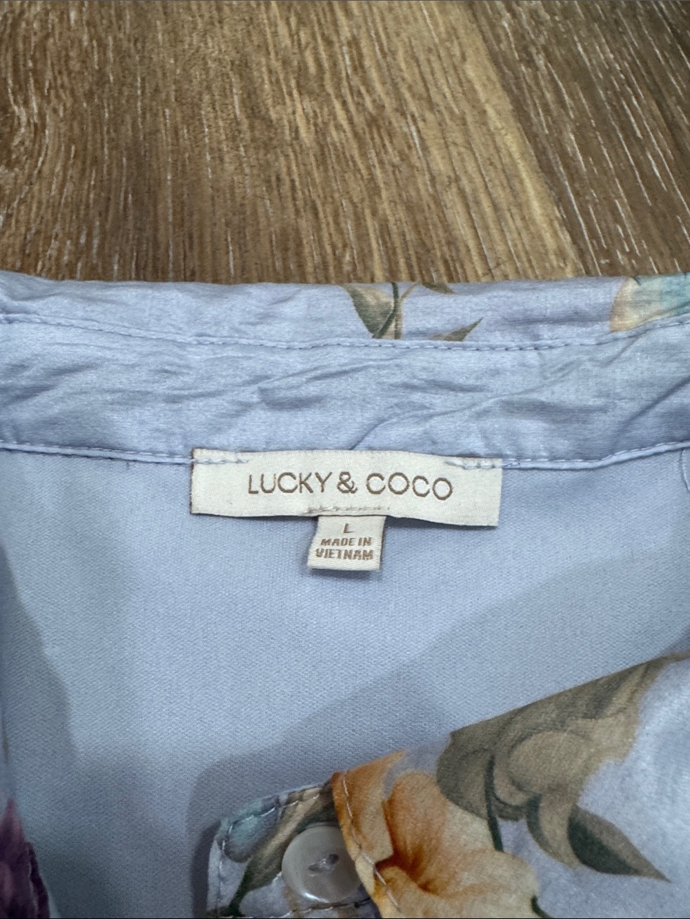 Lucky & Coco, mini floral dress, size L, blue floral - Picture 6 of 8